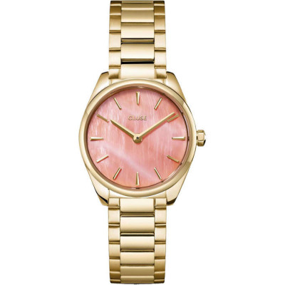Cluse Féroce Mini CW11709 Γυναικείο Ρολόι Quartz με Ροζ Καντράν και Χρυσό Μπρασελέ